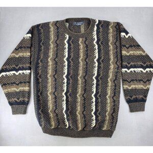 Vintage Protege Sweater Mens Large‎ Brown Acrylic Crewneck Grandpa 80s 90s USA